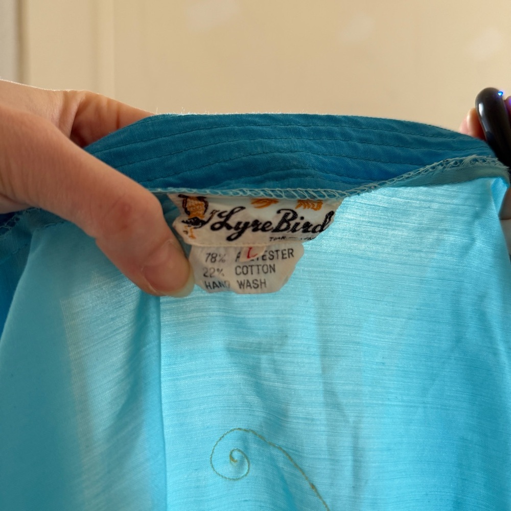 Blue Kimono-Style Robe with Gold Embroidery - Picture 8 of 8